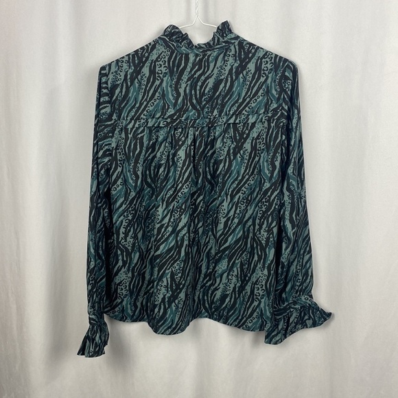 Anthropologie See U Soon Green Black Animal Print Blouse - Size Small - Picture 16 of 16
